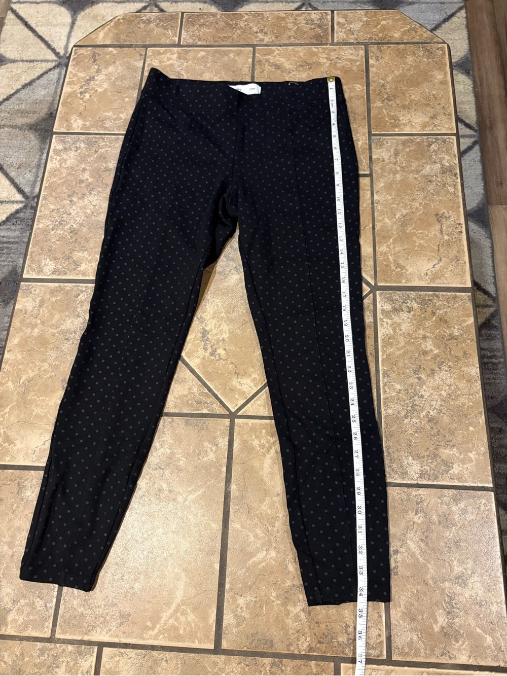 Old Navy Black pull on ankle pants polka Dot casual office dress women’s small